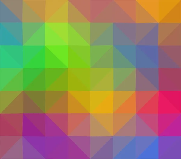 Красочный фон, состоящий из треугольников разных цветов в ряд рядом друг с другом и один под другим. Абстрактный фон пикселей. Мозаика геометрических элементов — стоковый вектор