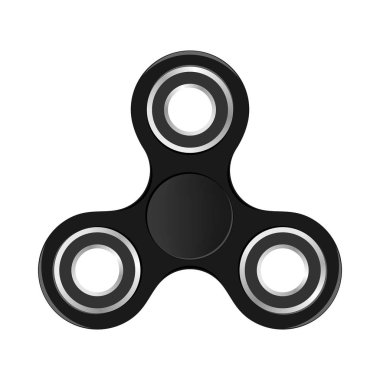 Beyaz bir arka plan üzerinde gümüş yatakları ile siyah renkli topluca spinner. Modern çocuk el iplik oyuncak 