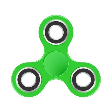 Beyaz bir arka plan üzerinde gümüş yatakları ile yeşil renkli topluca spinner. Modern çocuk el iplik oyuncak 