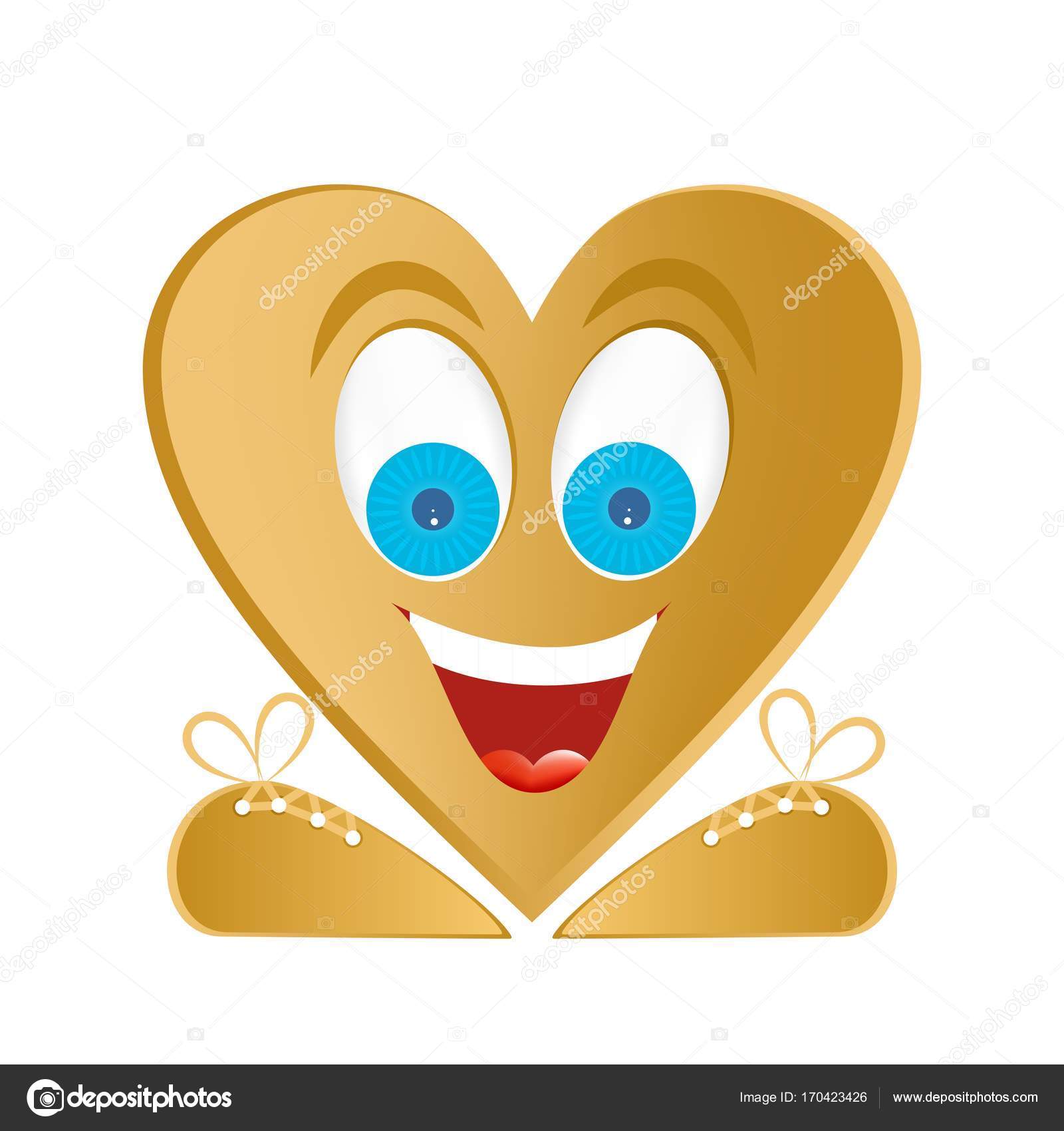 Człowiek Radosny Rysunek Złote Serce Niebieskie Oczy