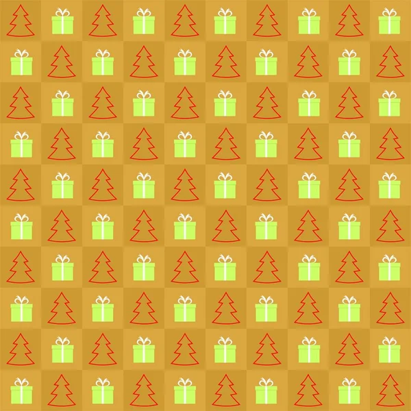 Kırmızı kontur Noel ağacı ve Beyaz kurdele dönüşümlü olarak üst üste yan yana ve altlarında ile green Hediyelik altın arka plan 