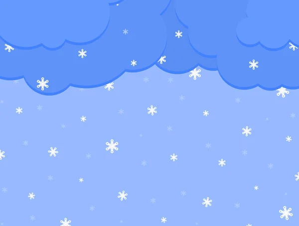Sfondo Naturale Blu Invernale Con Nuvole Scure Fiocchi Neve Bianchi — Vettoriale Stock