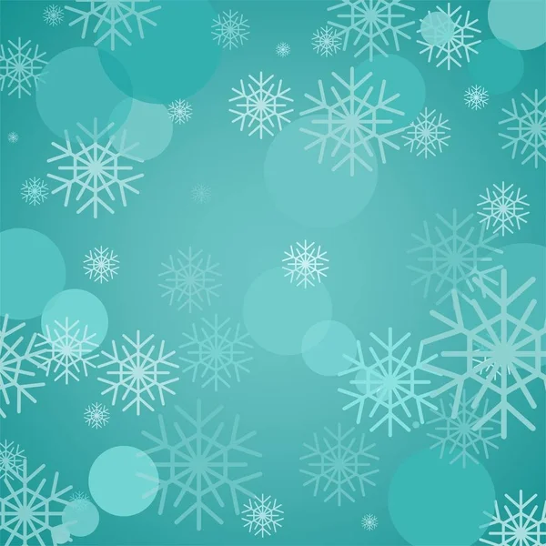 Blauwe Kerstmis Achtergrond Met Kleurrijke Sneeuwvlokken Lichtreflecties Lichte Verhelderend Achtergrond — Stockvector
