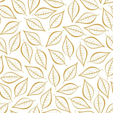 Kontür Brown altın doğal kökenli sonbahar yaprakları. Sorunsuz dekoratif Eko zemin. Çiçek yaprakları ile çevre desen 