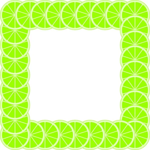 绿色柑橘背景的切割新鲜多汁石灰环在白色的背景 绿色的水果切割框架 健康水果的概念吃 膳食膳食 — 图库矢量图片