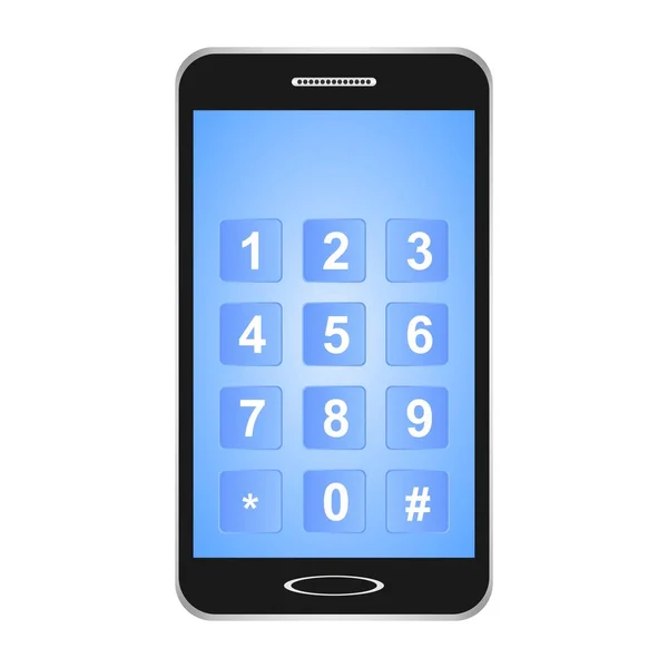 Siyah Mavi Düğme Beyaz Şifre Numaraları Ile Bir Dokunmatik Ekran — Stok Vektör