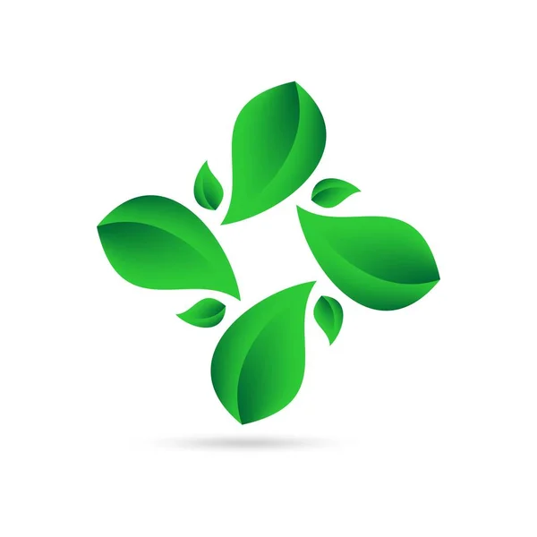 Öko Symbol Aus Grünen Blättern Einem Kreis Auf Weißem Hintergrund — Stockvektor