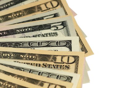 Renkli bir geçmişi ve farklı değerlerde paraları var. Bankaların finansmanı ile ilgili en iyi iş görüşü. Amerikan banknotları 5, 10, 50, 100 dolar fon