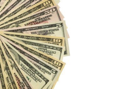 Renkli bir geçmişi ve farklı değerlerde paraları var. Bankaların finansmanı ile ilgili en iyi iş görüşü. Amerikan banknotları 5, 10, 50, 100 dolar fon