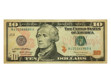 Renkli bir geçmişi ve farklı değerlerde paraları var. Bankaların finansmanı ile ilgili en iyi iş görüşü. Amerikan banknotları 10 dolar arkaplan