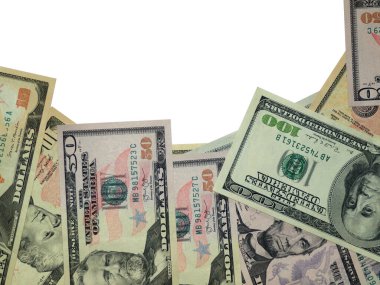 Renkli bir geçmişi ve farklı değerlerde paraları var. Bankaların finansmanı ile ilgili en iyi iş görüşü. Amerikan banknotları 5, 10, 50, 100 dolar fon