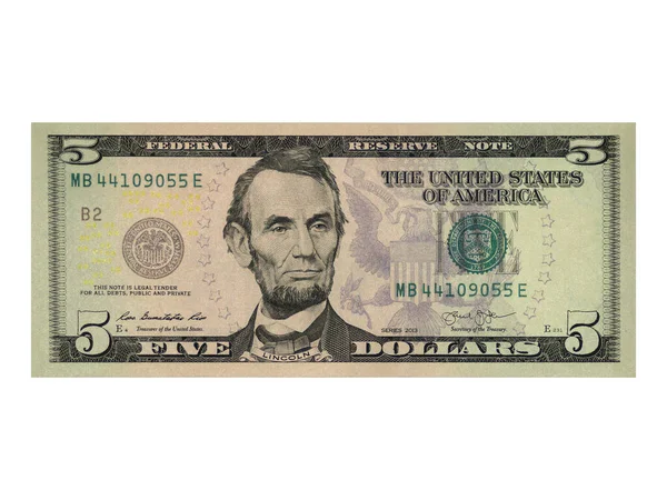 背景五彩斑斓 美元价值各异 关于银行金融的商业概念的最高视图 5美元背景的美国钞票 — 图库照片#