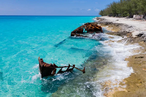 Vieux Navire Trouve Naufragé Dans Les Eaux Cristallines Des Caraïbes — Photo