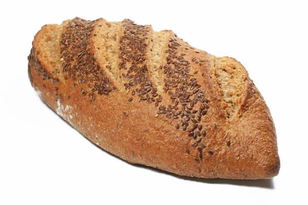 Свежеиспеченный Хлеб Коричневого Цельного Пшеничного Хлеба Изолированный Белом Лицензионные Стоковые Изображения
