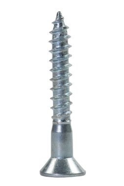 Beyaz üzerine izole bir tahta vida makro çekim
