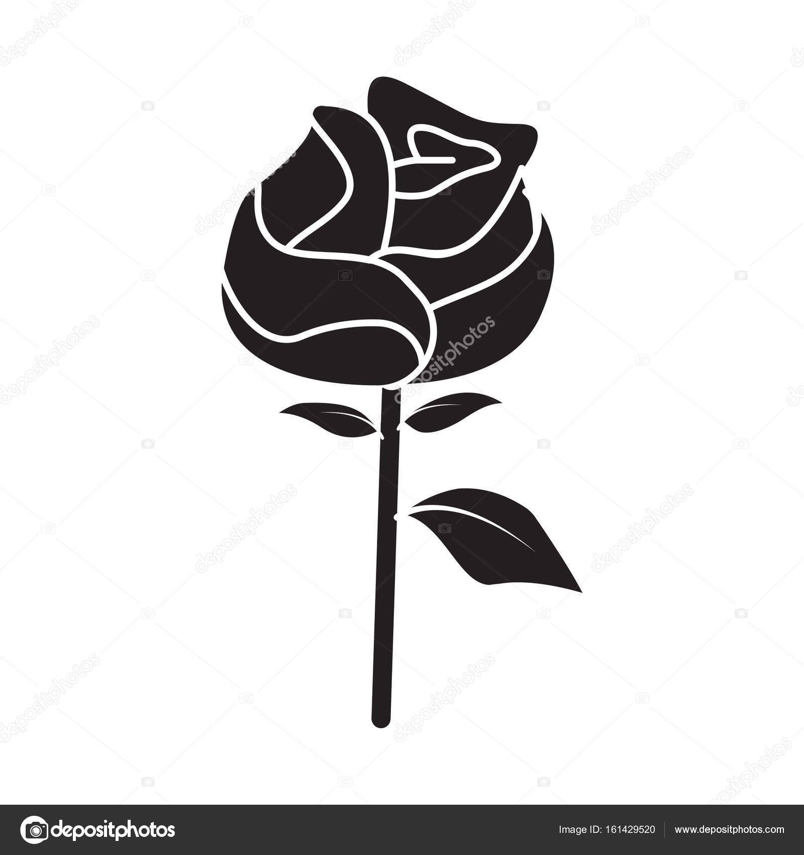 Flache schwarze Rose Symbol — Stockvektor © AngBay #161429520