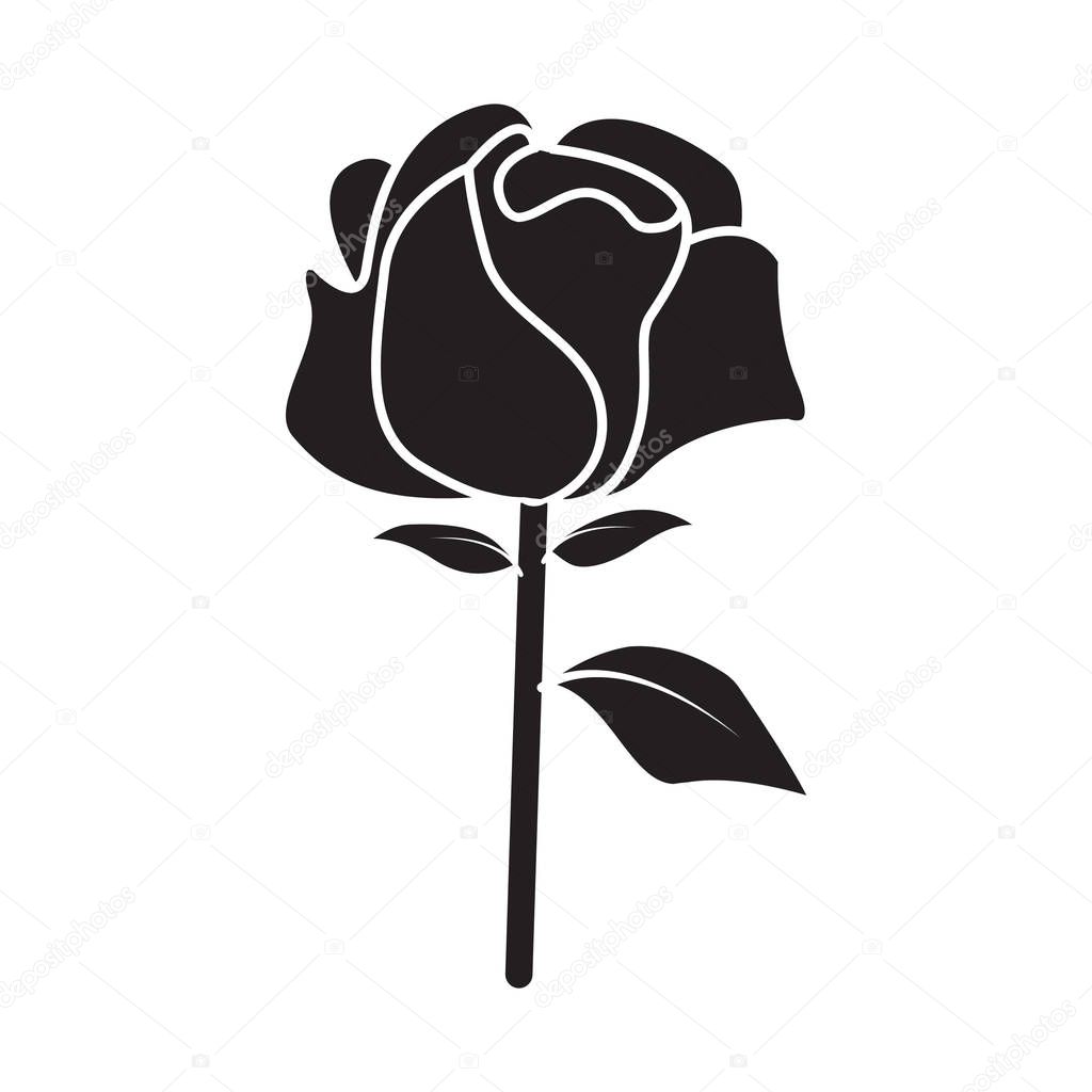 Flache schwarze rose Symbol — Stockvektor © AngBay #161429510