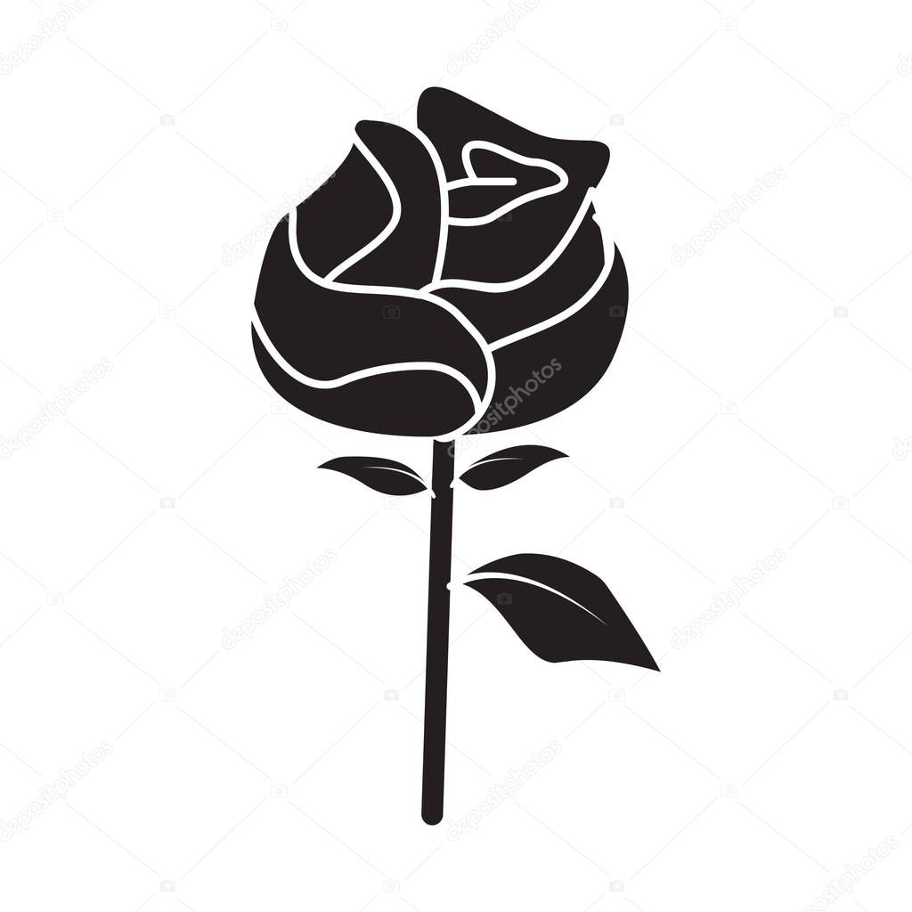 Flache schwarze rose Symbol — Stockvektor © AngBay #161429520