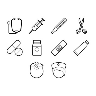 Çizgi film tıbbi simge vektörünün koleksiyonu