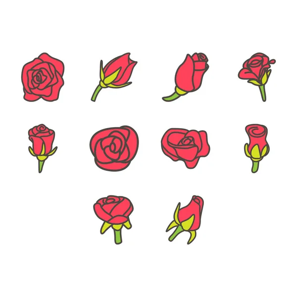 Collection Cartoon Rose Icon Vector Royalty Free Stock Vectors