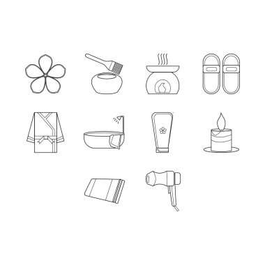 Çizgi film spa ve güzellik ikonu vektörü koleksiyonu