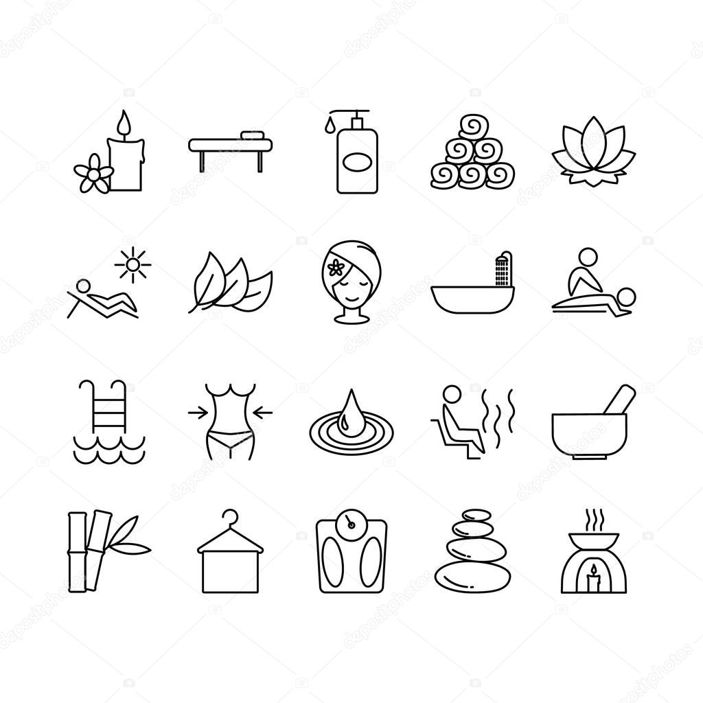 Collection of cartoon spa and beauty icon vector