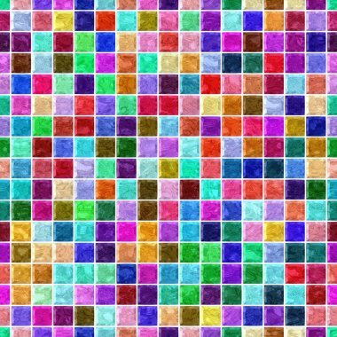 colorful marble square plastic stony mosaic seamless pattern texture background with white grout clipart