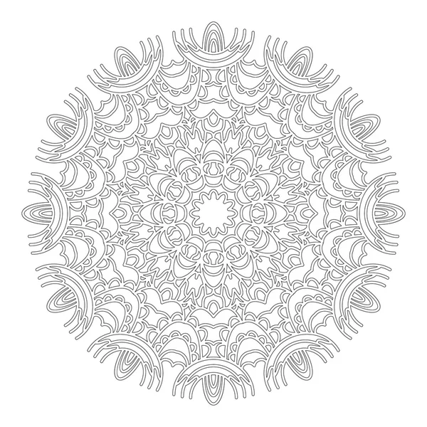 Vector black and white round geometric abstract  floral lacy mandala - adult coloring book page — Stock Vector