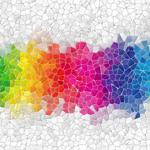 Arco iris tira de mármol abstracto de color irregular plástico patrón de mosaico de piedra textura de fondo con lechada gris - espectro completo de color — Foto de Stock