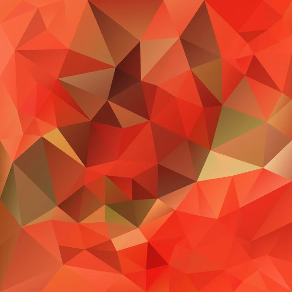 秋のオレンジ色、赤、茶色および緑の色で三角形のパターンを持つベクトル不規則な多角形の抽象的な背景 — ストックベクタ