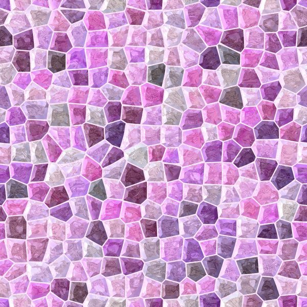 pastel pink, purple and violet colored abstract marble irregular plastic stony mosaic pattern texture seamless background with white grout