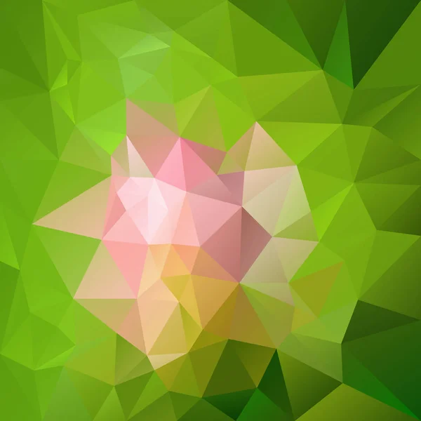 Vetor abstrato fundo polígono irregular com um padrão triangular - flor rosa em verde — Vetor de Stock