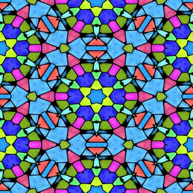 Mozaik kaleydoskop Dikişsiz desen doku arka plan - siyah harç ile renkli tam spektrum