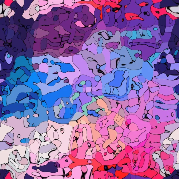 Abstrato manchado fundo textura padrão - neon pastel espectro de cores arco-íris - azul, turquesa, rosa quente, roxo, violeta - contornos pretos — Fotografia de Stock