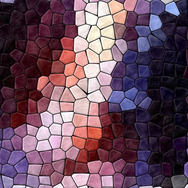 Cor escura abstrato mármore irregular plástico pedregoso mosaico padrão textura fundo com argamassa preta - roxo, violeta, rosa, azul, cores grandes — Fotografia de Stock