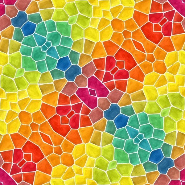 Mosaik-Kaleidoskop nahtlose Muster Textur Hintergrund - Vollspektrum Regenbogen mit weißer Fugenmasse gefärbt — Stockfoto