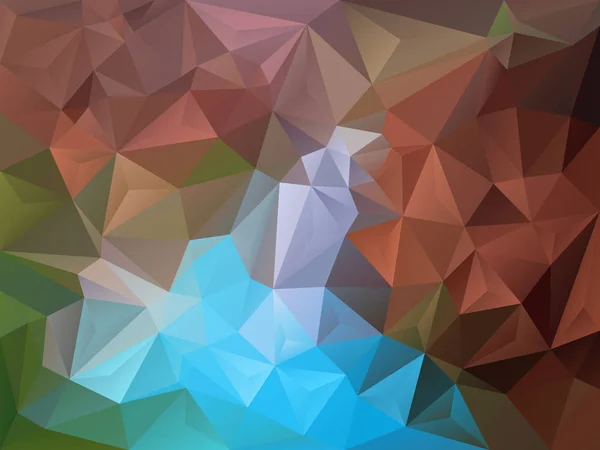 Vecteur abstrait fond polygone irrégulier avec un motif triangle de couleur vert naturel, brun et bleu — Image vectorielle