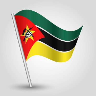 eğimli gümüş kutup - simge Mozambik Cumhuriyeti metal sopa ile basit üçgen Mozambikli bayrak sallayarak vektör