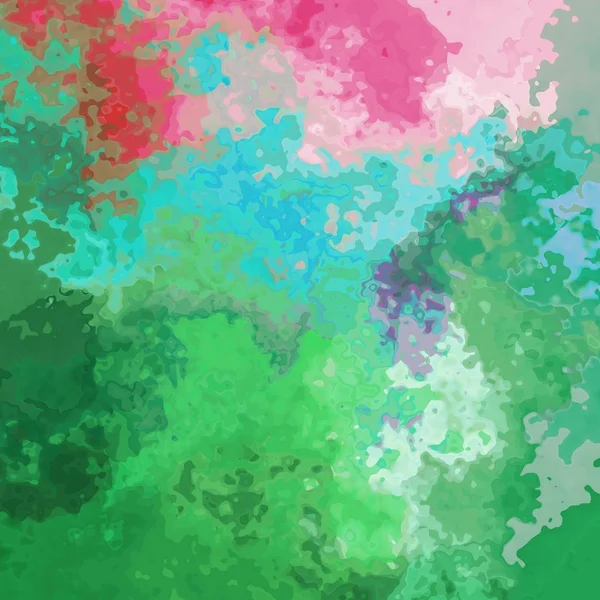 Abstracto manchado patrón textura fondo primavera verde y rosa pastel colores con contornos negros - arte de la pintura moderna — Foto de Stock