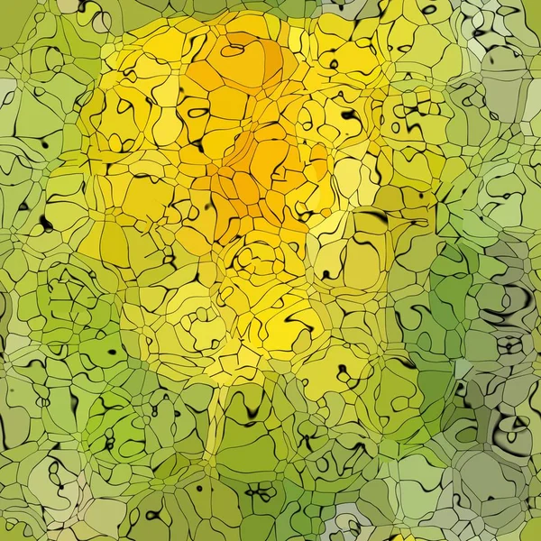 Abstrakt gefärbt nahtlose Muster Textur Hintergrund Frühling grüne und gelbe Farben mit schwarzen Umrissen - moderne Malerei Kunst - natürliches Aussehen — Stockfoto