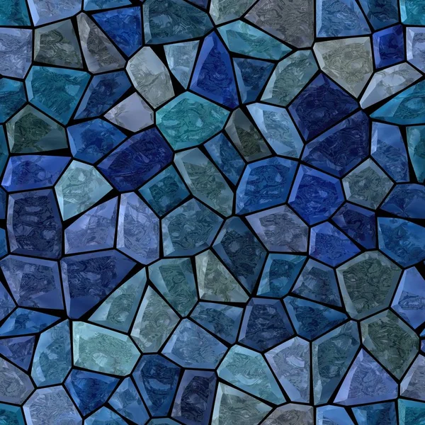 Közepes kék színű absztrakt márvány szabálytalan műanyag köves mozaik mintás textúra varratmentes háttérben fekete fugával — Stock Fotó