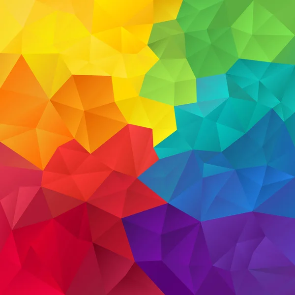 ベクターの完全なスペクトル色で - 三角形のパターンと抽象の不規則なポリゴン背景虹 — ストックベクタ