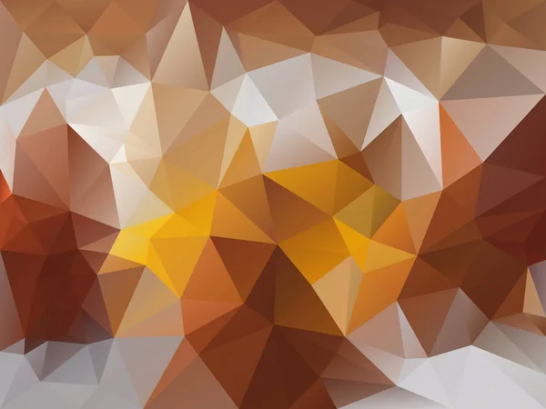 ブラウン、ベージュ、黄色とグレー色の三角形のパターンとベクトル不規則な多角形の抽象的な背景 — ストックベクタ