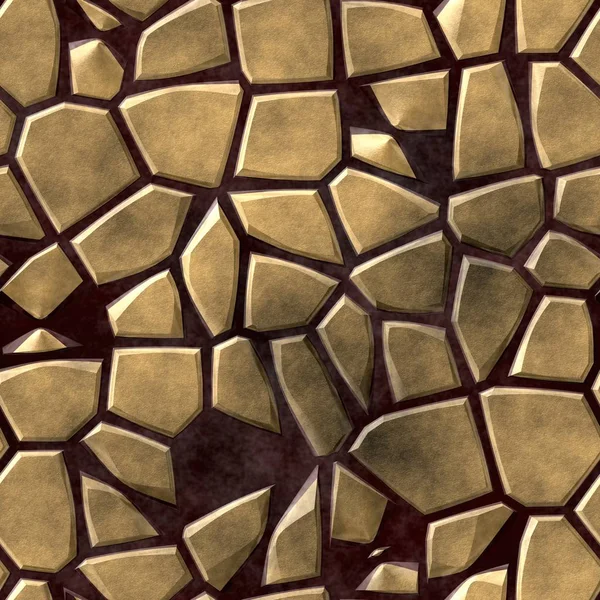 Color abstracto irregular patrón de mosaico de piedra textura sin costuras fondo con lechada púrpura oscuro - oro beige color — Foto de Stock