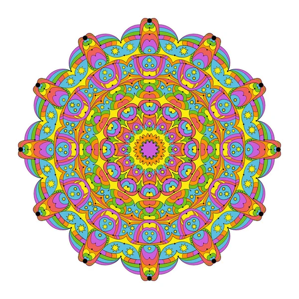 Vector de color redondo abstracto mandala colores del espectro del arco iris - adulto para colorear página del libro — Vector de stock