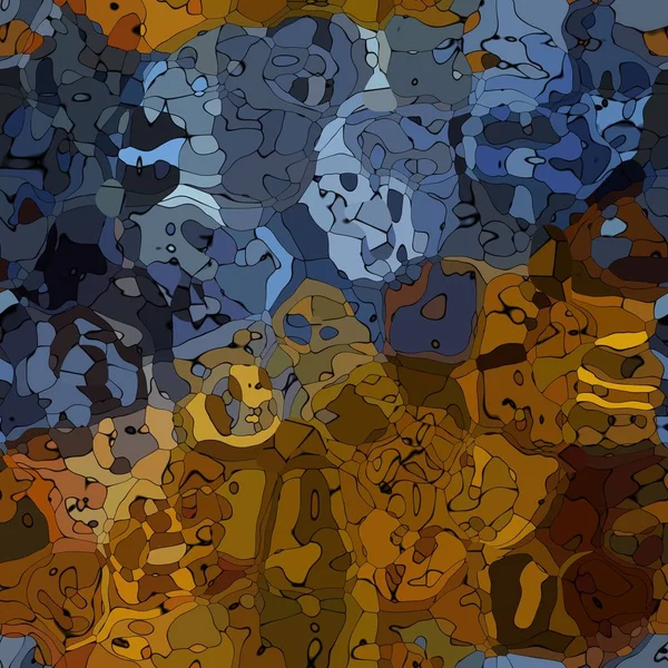 Abstrakt målat sömlösa mönster textur bakgrunden blå och bruna färger med svarta konturer - modern målning konst — Stockfoto
