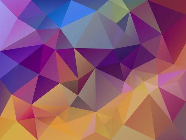マルチ色 - 黄色、ピンクの三角形のパターンでベクトルの不規則な多角形の抽象的な背景、紫、青 — ストックベクタ