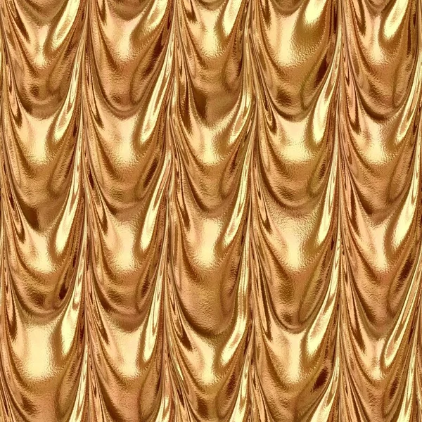 Orange bronze draped textile fabric drapery material seamless pattern texture background with a metallic reflection — Stock Photo, Image