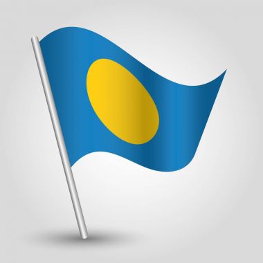 eğimli gümüş kutup - metal sopa ile Palau simgesi basit üçgen Palau bayrak sallayarak vektör