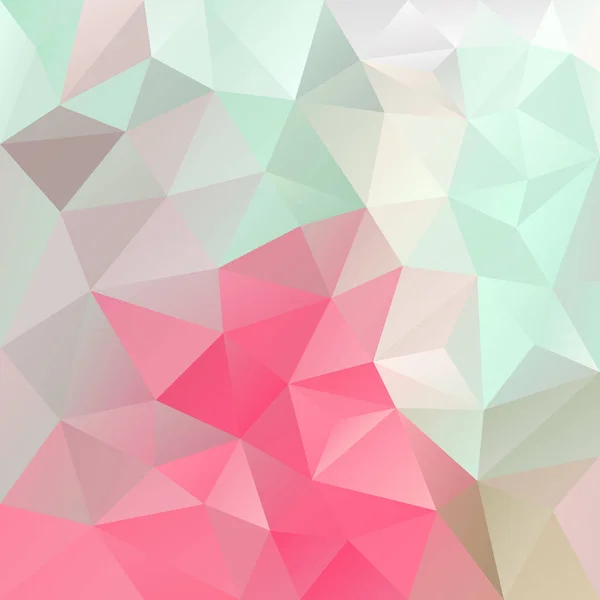 Векторный ретро абстрактный неправильный многоугольник фон с треугольным рисунком светло-зеленого, бежевого и розового цветов — стоковый вектор